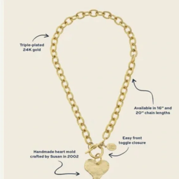 Gold Heart Pendant Necklace - Picture 3 of 6